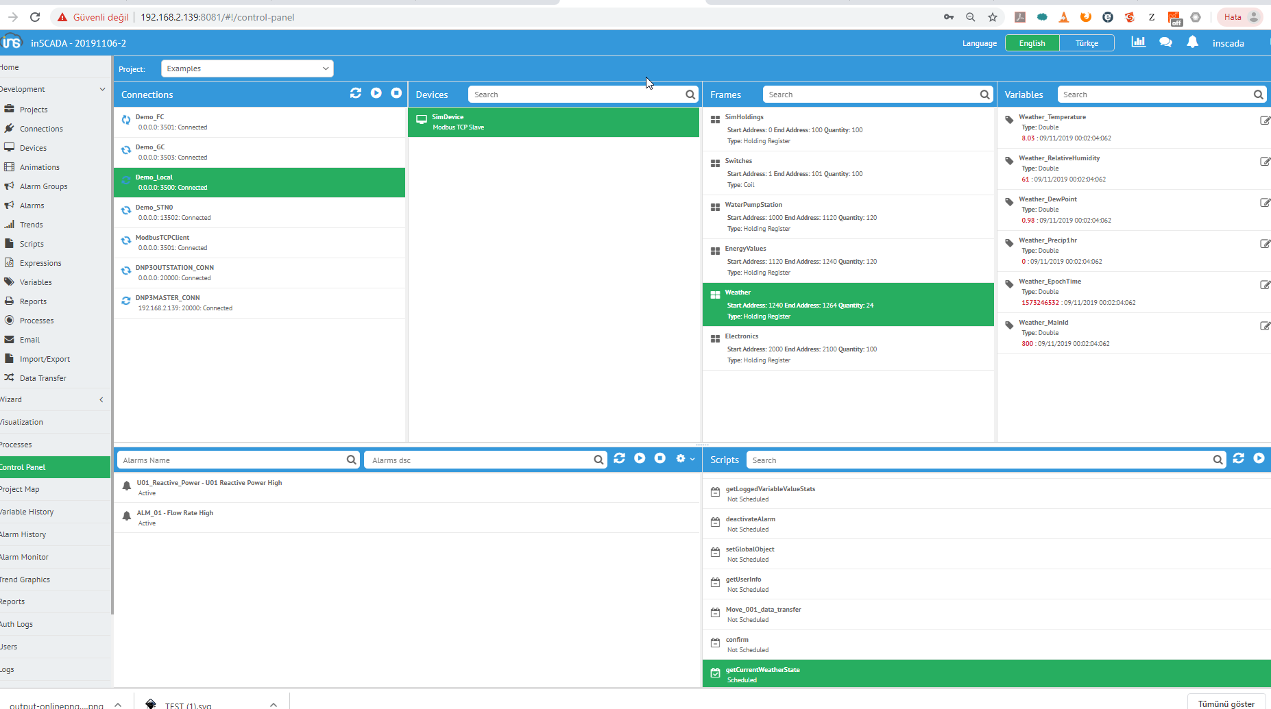 LattePanda üzerinde inSCADA çalışırken